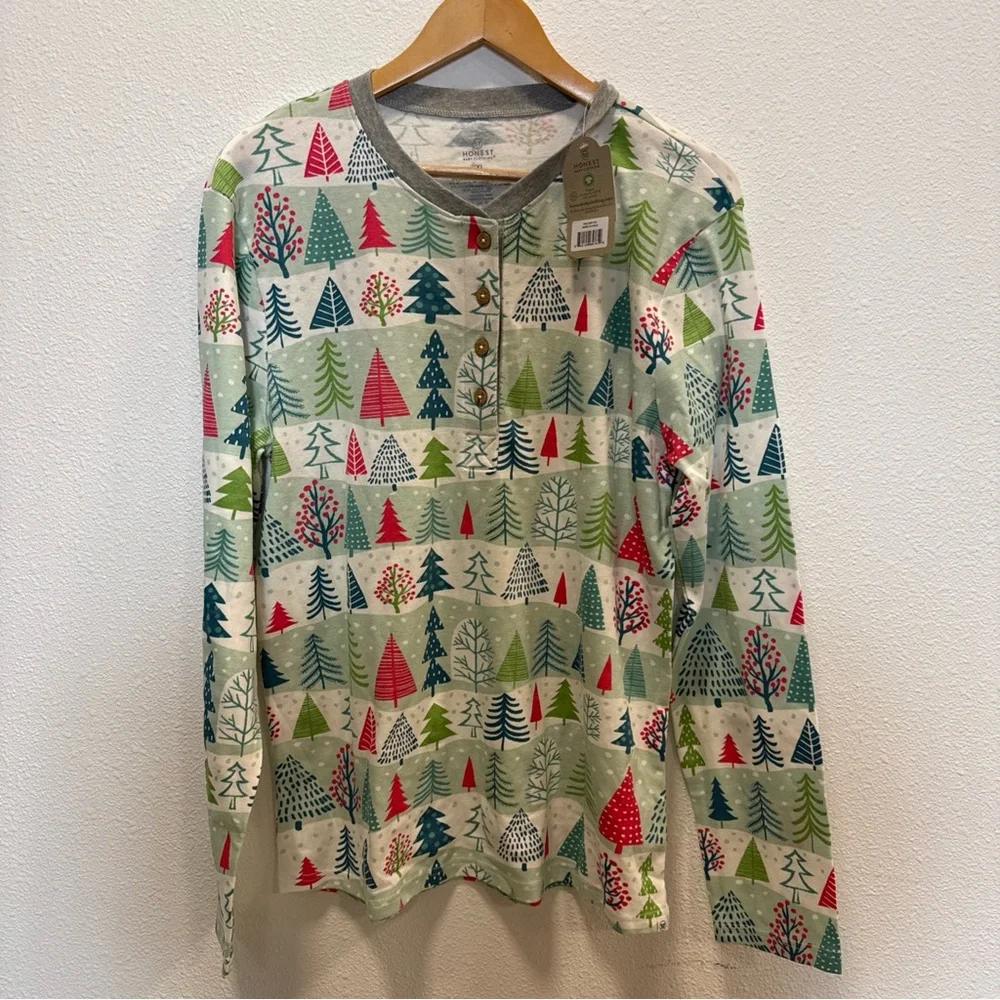 Honest Baby Co Festive Tree Print Long Sleeve PJ Shirt
